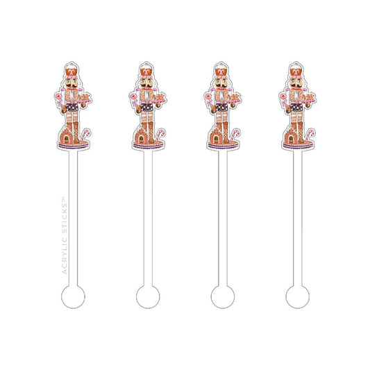 Acrylic Sticks Gingerbread Nutcracker Acrylic Stir Sticks-Set of 4