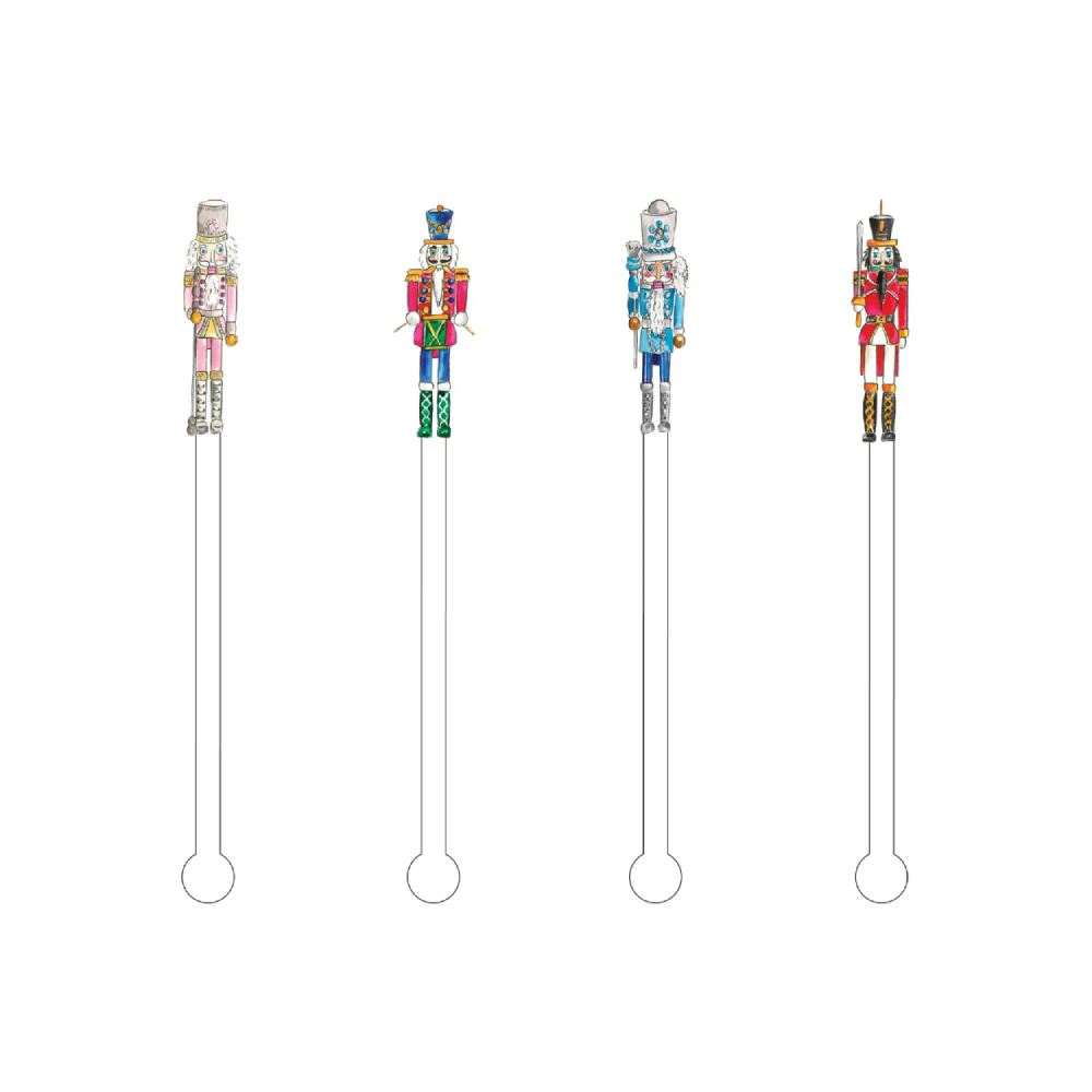 Acrylic Sticks Holiday Nutcrackers Acrylic Stir Sticks-Set of 4