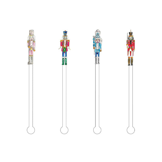 Acrylic Sticks Holiday Nutcrackers Acrylic Stir Sticks-Set of 4