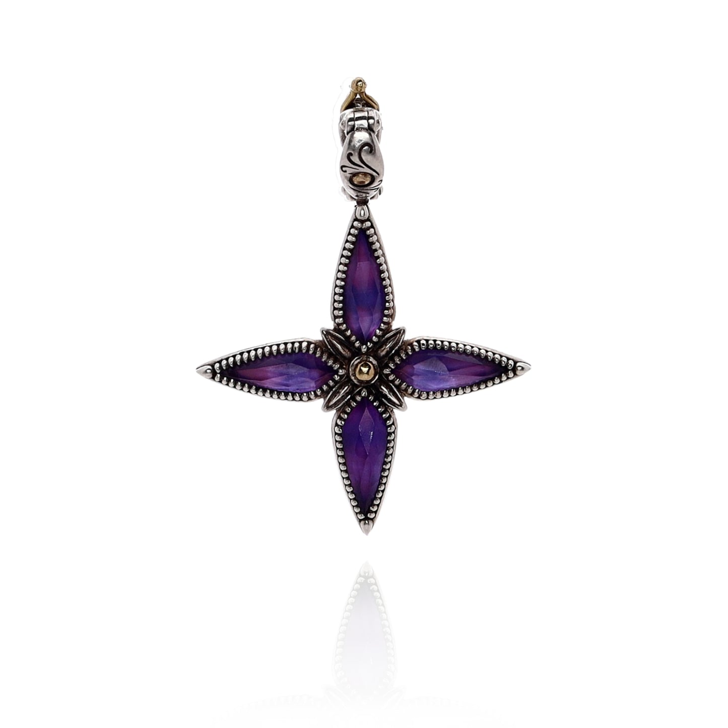 Konstantino Two Tone Amethyst Cross Pendant