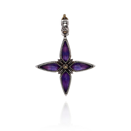 Konstantino Two Tone Amethyst Cross Pendant