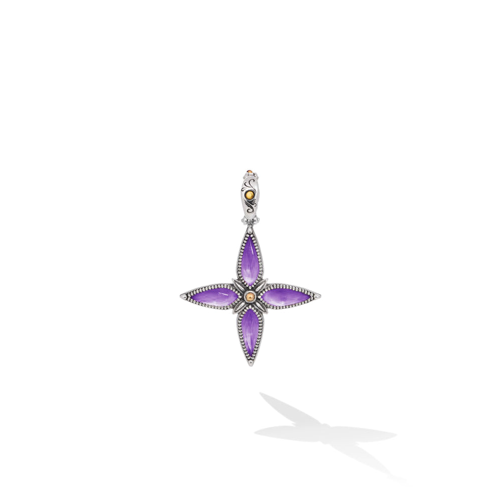 Konstantino Two Tone Amethyst Cross Pendant