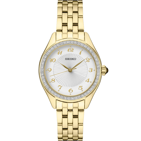Swarovski ゴールド カジュアルウォッチ Seiko Essentials Gold-Tone Quartz Watch with Swarovski