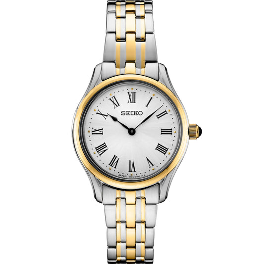 Seiko Essentials Ladies 29mm White Dial Two-Tone Stainless Quartz