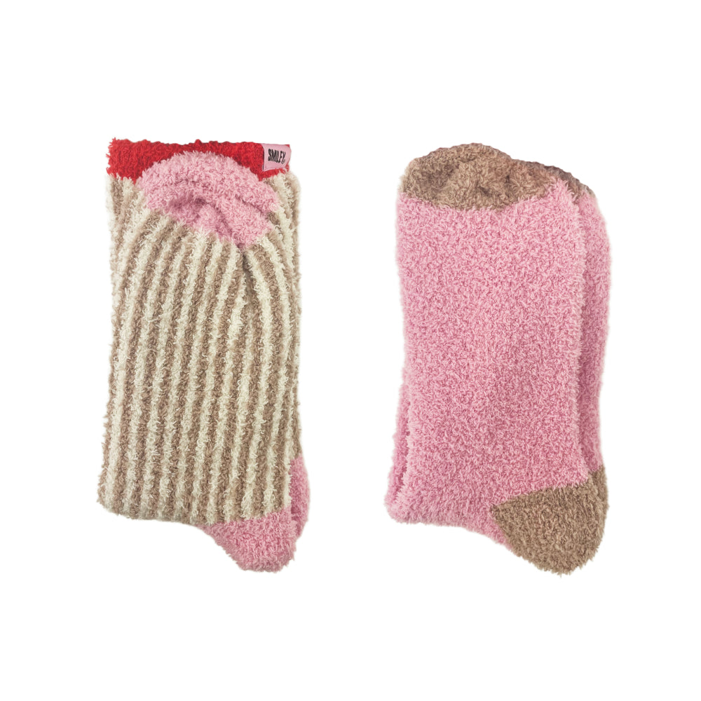 Barefoot Dreams CozyChic Smiley Ribbed Sock Set-Feather Multi