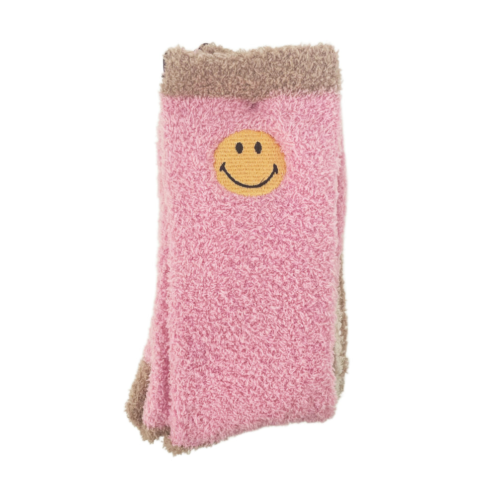Barefoot Dreams CozyChic Smiley Ribbed Sock Set-Feather Multi