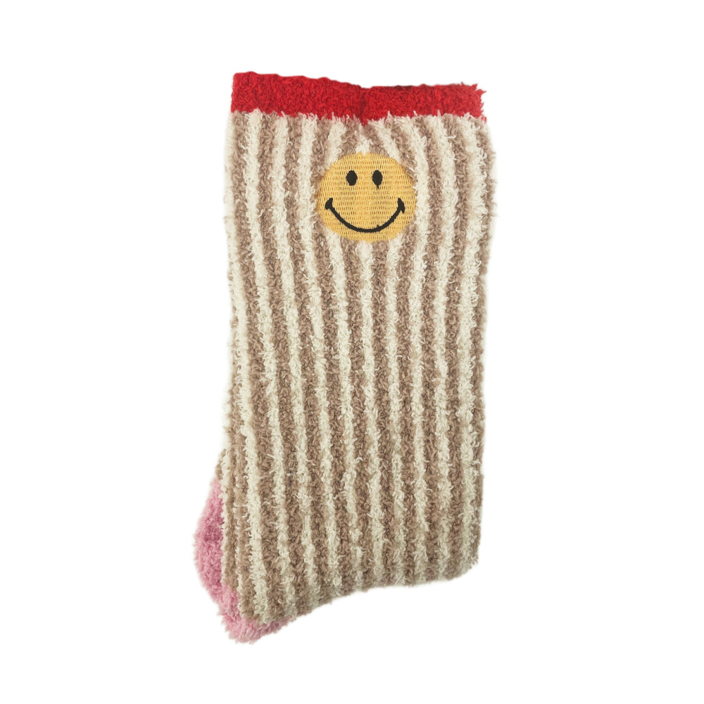Barefoot Dreams CozyChic Smiley Ribbed Sock Set-Feather Multi