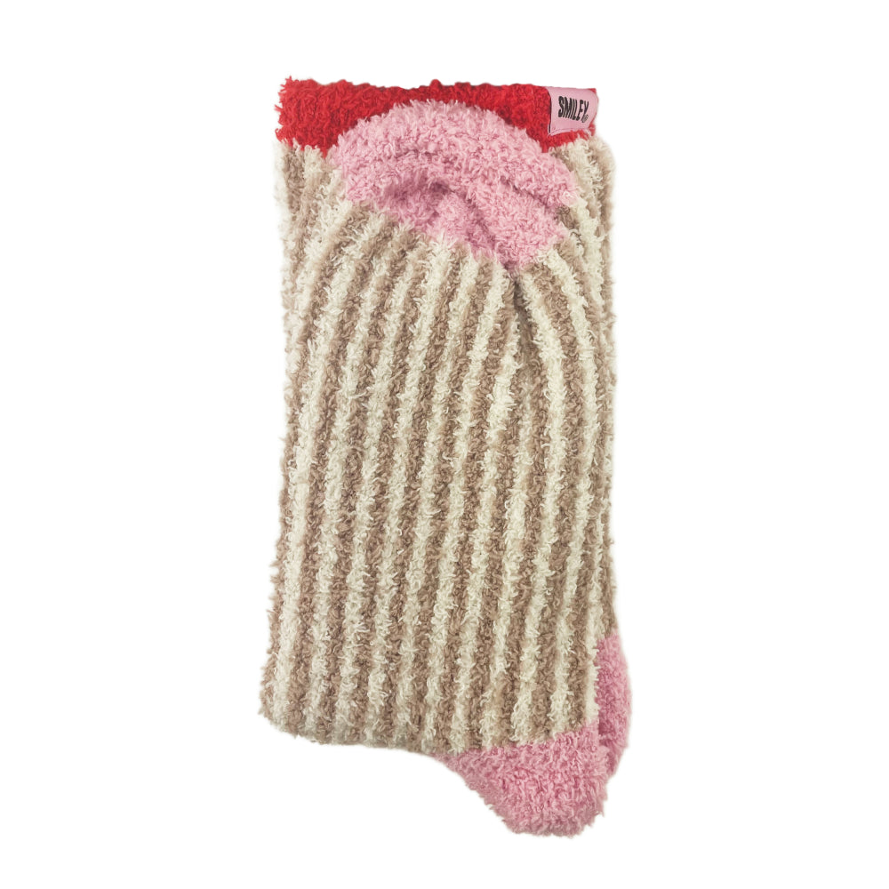 Barefoot Dreams CozyChic Smiley Ribbed Sock Set-Feather Multi