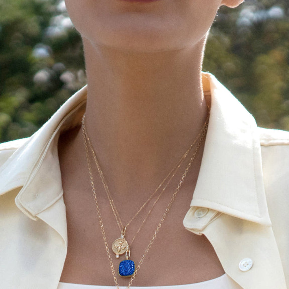 Monica Rich Kosann Slim "Rae" Locket Necklace with Blue Sapphires
