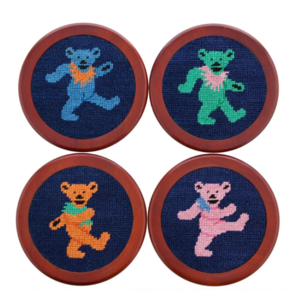 Smathers & Branson Dancing Bears Needlepoint Coaster Set Smyth Jewelers