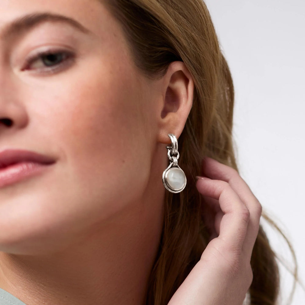 Julie Vos Silver Solara Hoop & Charm Earrings - Iridescent Montana Blue