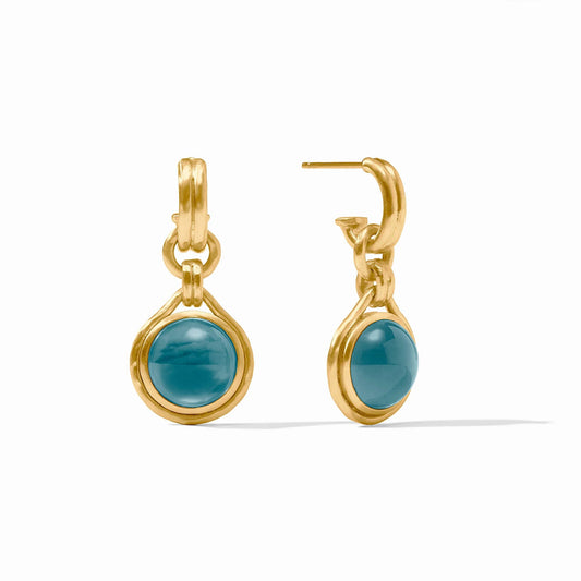 Julie Vos Gold Solara Hoop & Charm Earrings - Iridescent Montana Blue