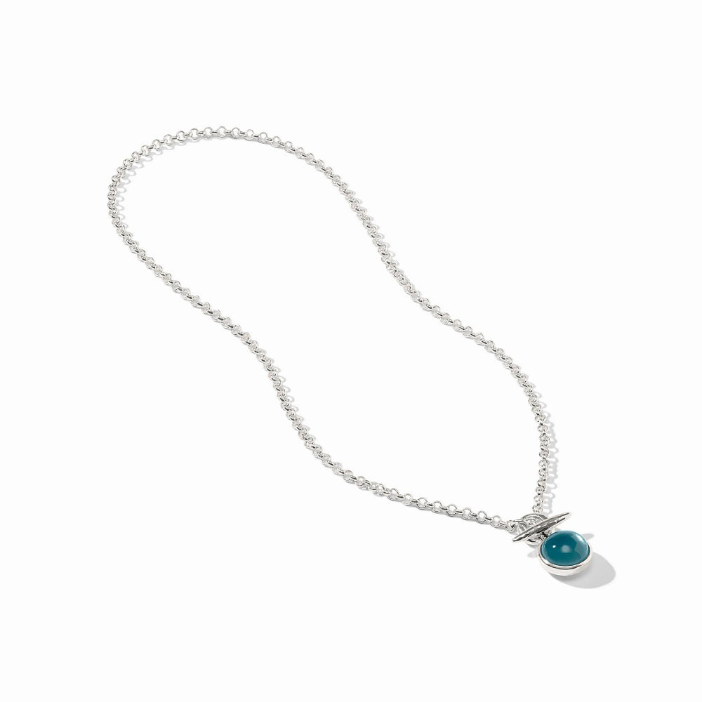 Julie Vos Silver Solara Solitaire Necklace - Iridescent Montana Blue