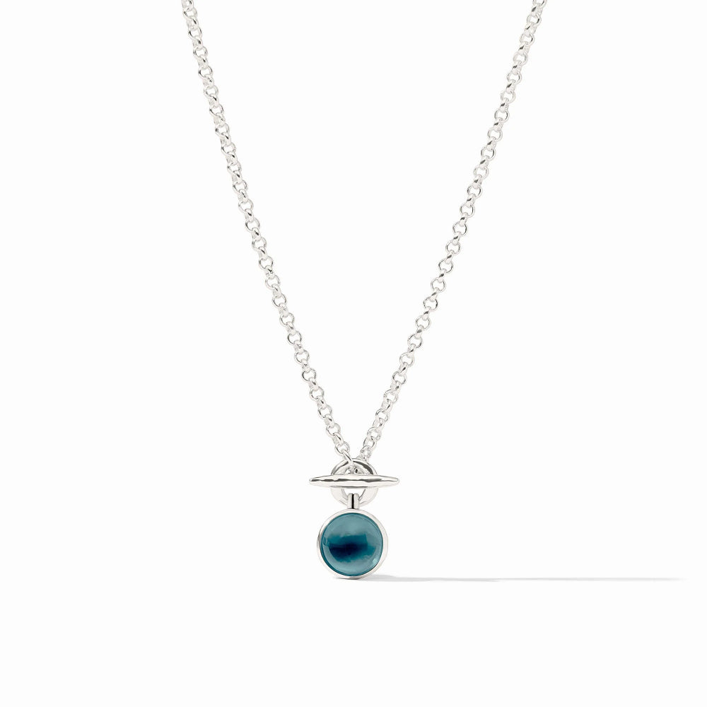 Julie Vos Silver Solara Solitaire Necklace - Iridescent Montana Blue