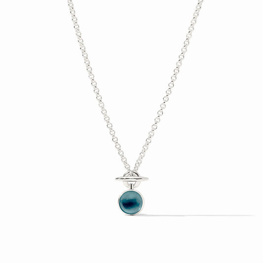 Julie Vos Silver Solara Solitaire Necklace - Iridescent Montana Blue