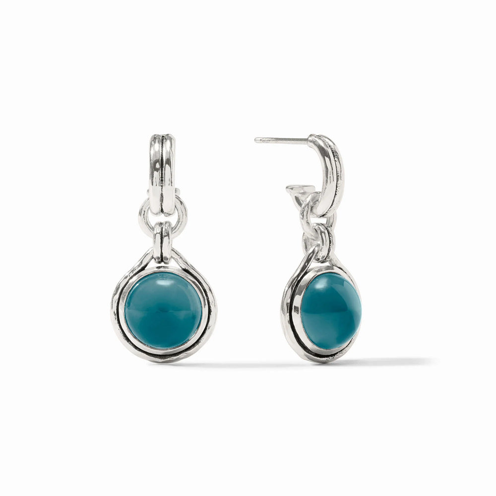 Julie Vos Silver Solara Hoop & Charm Earrings - Iridescent Montana Blue