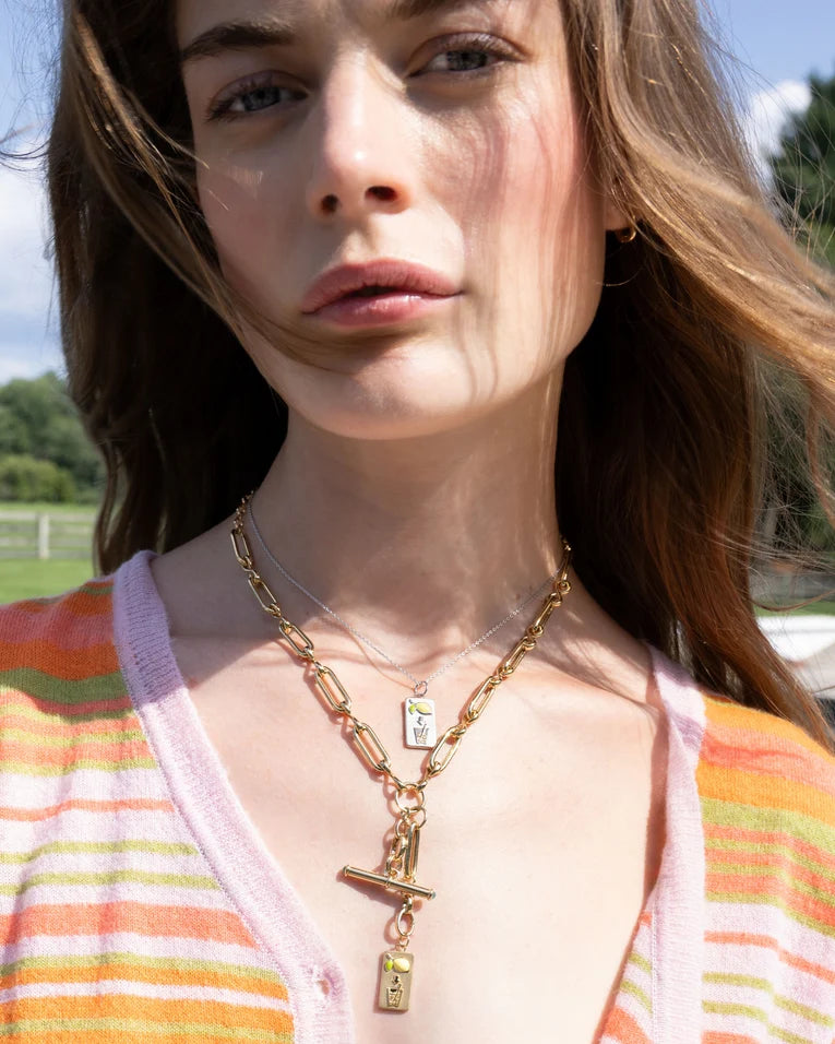 MRK Sterilng Silver "Lemons to Lemonade" Pendant Necklace with Yellow Sapphires