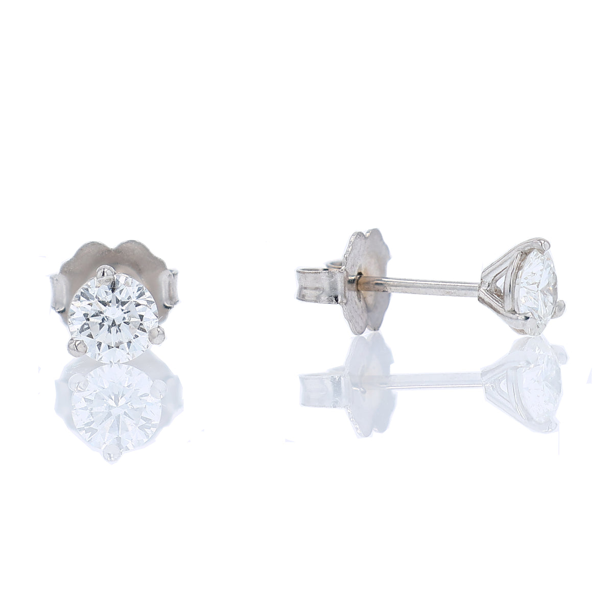 Estate 14k White Gold 0.64ct Diamond Stud Earrings