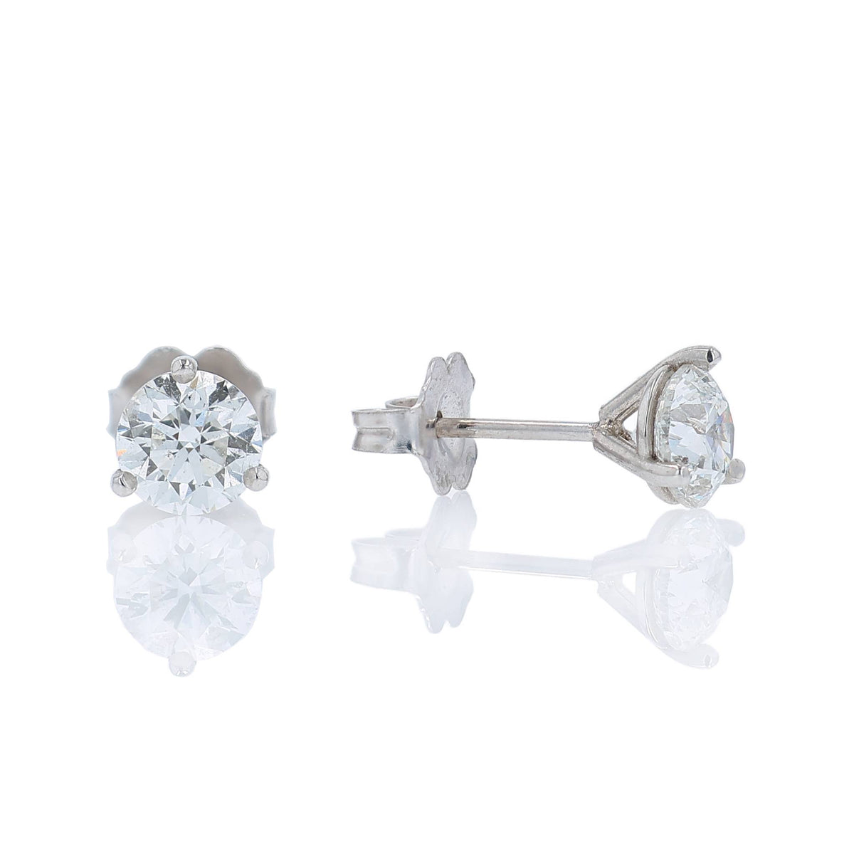 Estate 14k White Gold and 1.29ct Diamond Stud Earrings
