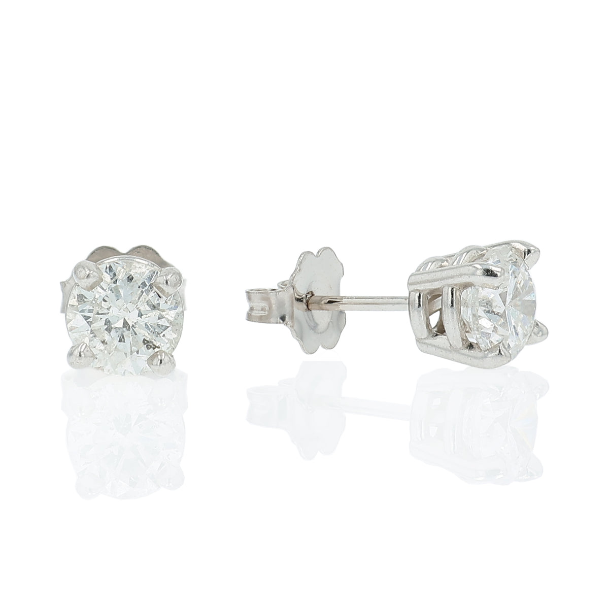Estate 14k White Gold 1.65ct Diamond Stud Earrings