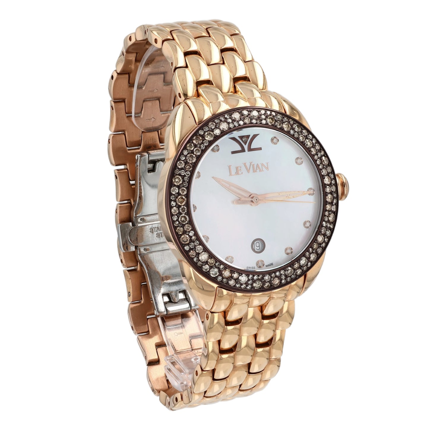 Estate LeVian Strawberry Stainless Steel Mother of Pearl Diamond Dial ZRPA5 With Box