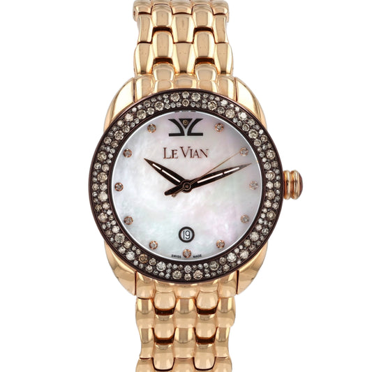 Estate LeVian Strawberry Stainless Steel Mother of Pearl Diamond Dial ZRPA5 With Box