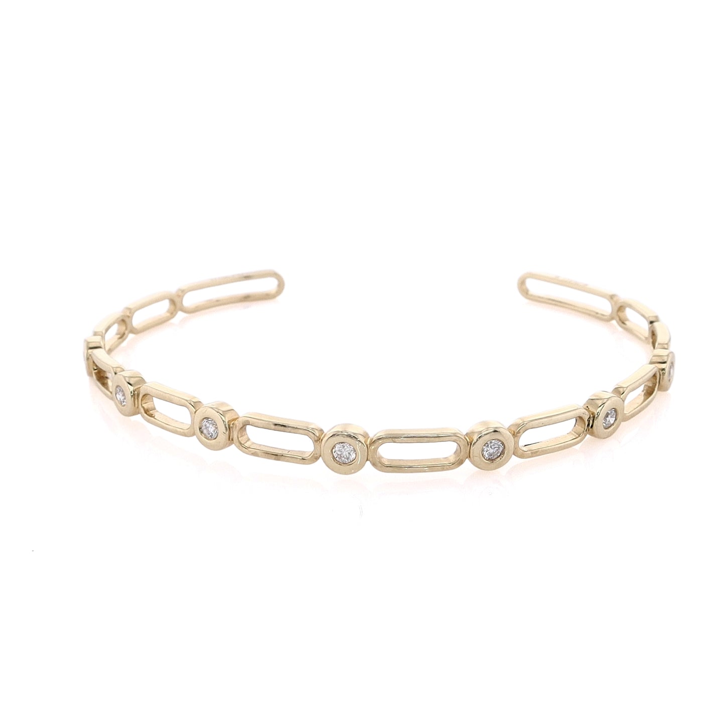 Estate Michael M 14 Karat Yellow Gold Diamond Cuff Bracelet