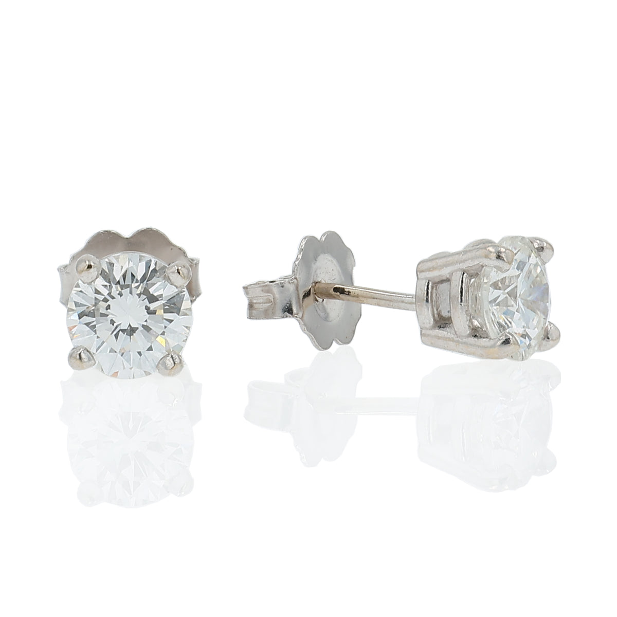Estate 14k White Gold 1.40ct Diamond Stud Earrings