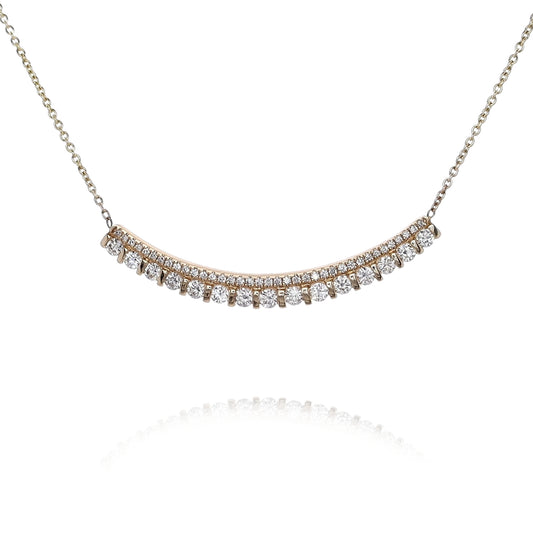 Estate 14 Karat Yellow Gold Adjustable "Smile" Diamond Necklace