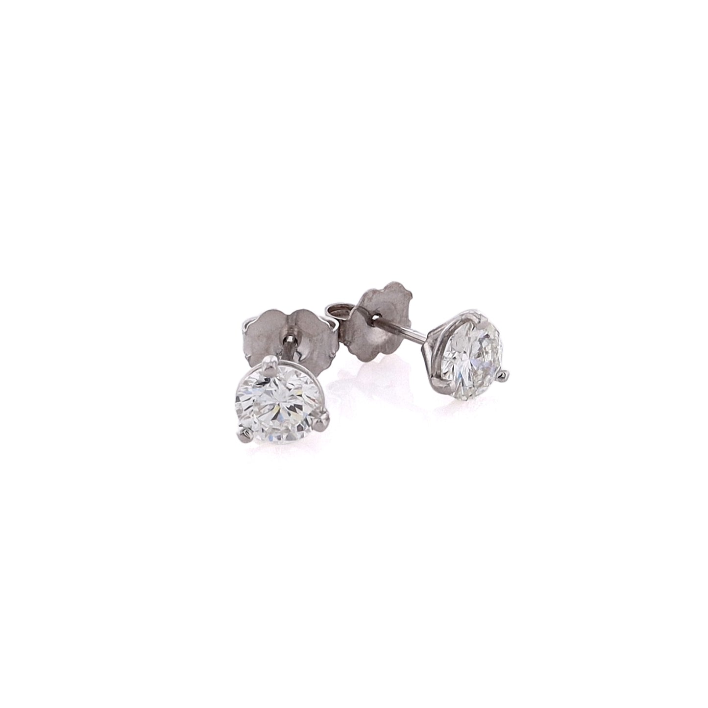 Estate 14 Karat White Gold Diamond Martini Stud Earrings