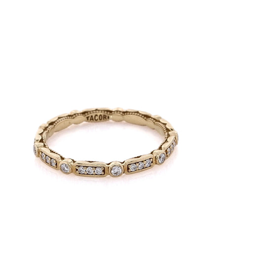 Estate Tacori 18k Yellow Gold Sculpted Crescent Diamond Eternity Wedding Band