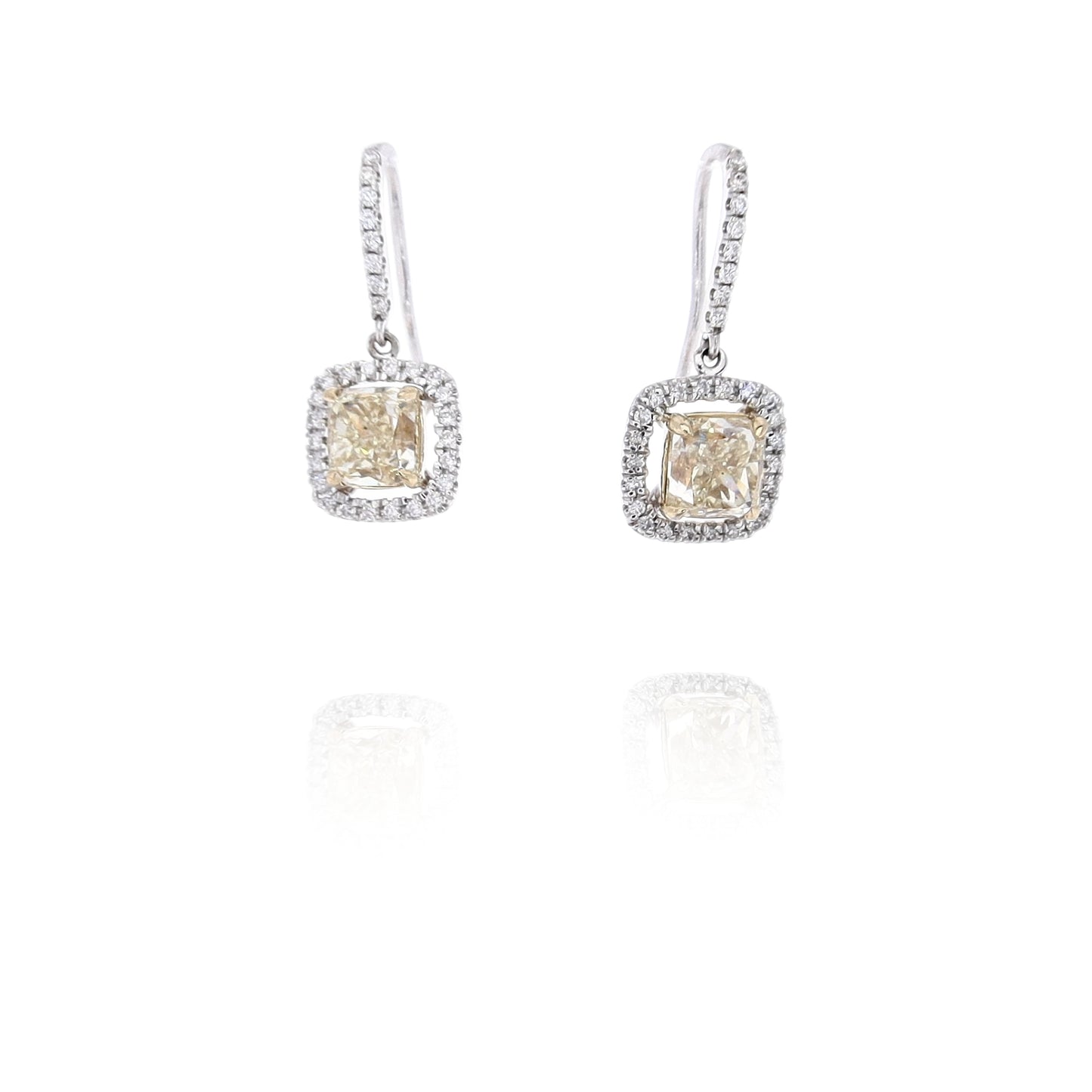 Estate 14 Karat Two-Tone Diamond Dangle Earrings