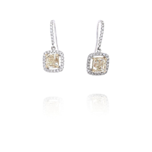 Estate 14 Karat Two-Tone Diamond Dangle Earrings