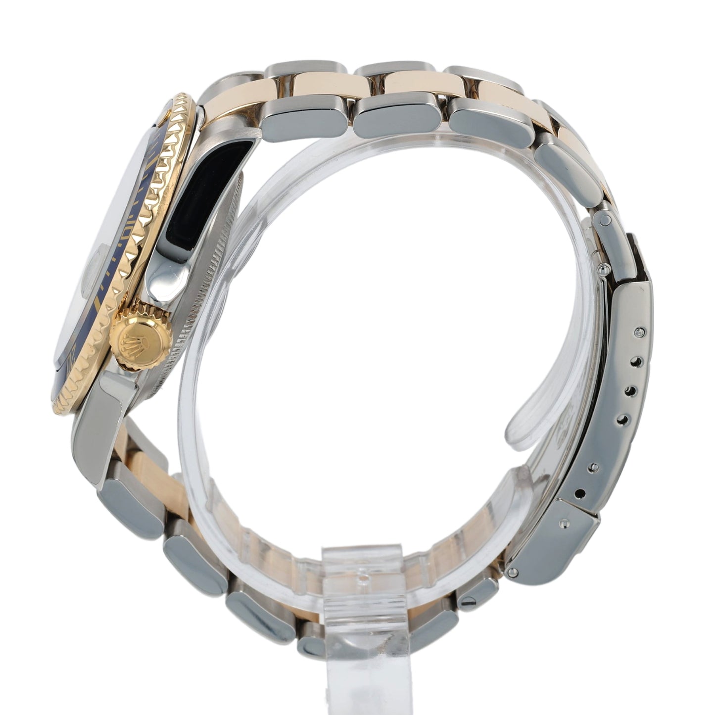 Estate Rolex Two-Tone OP Date 40mm Submariner Custom Silver Serti Diamond and Sapphire Dial 16613T C.2002