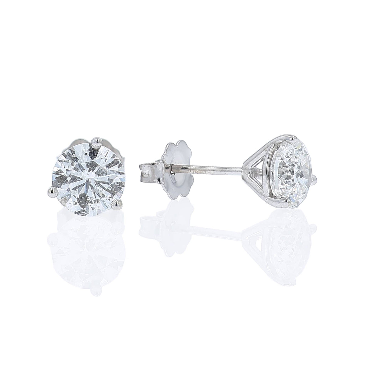 Estate 18k White Gold 2.01ct Diamond Stud Earrings