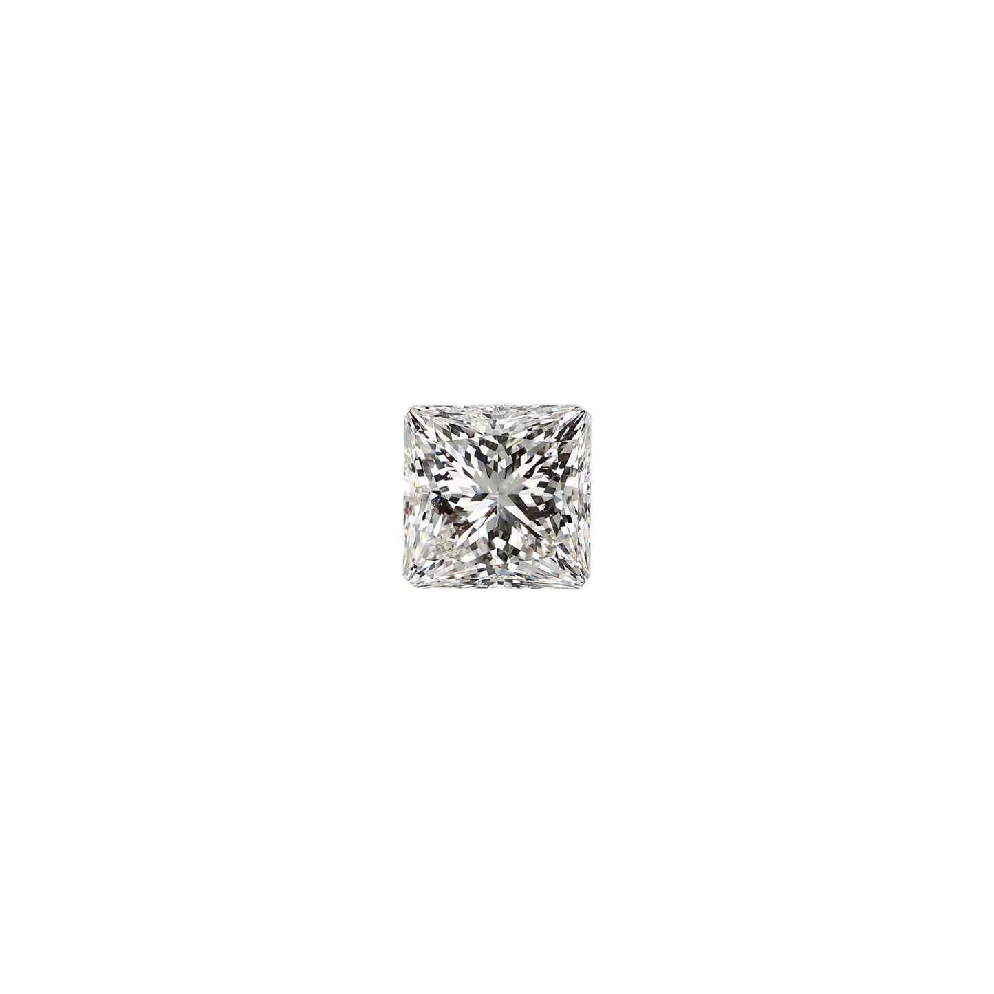 Princess 1.71 carat GCAL certified diamond graded JVS2 on a white background