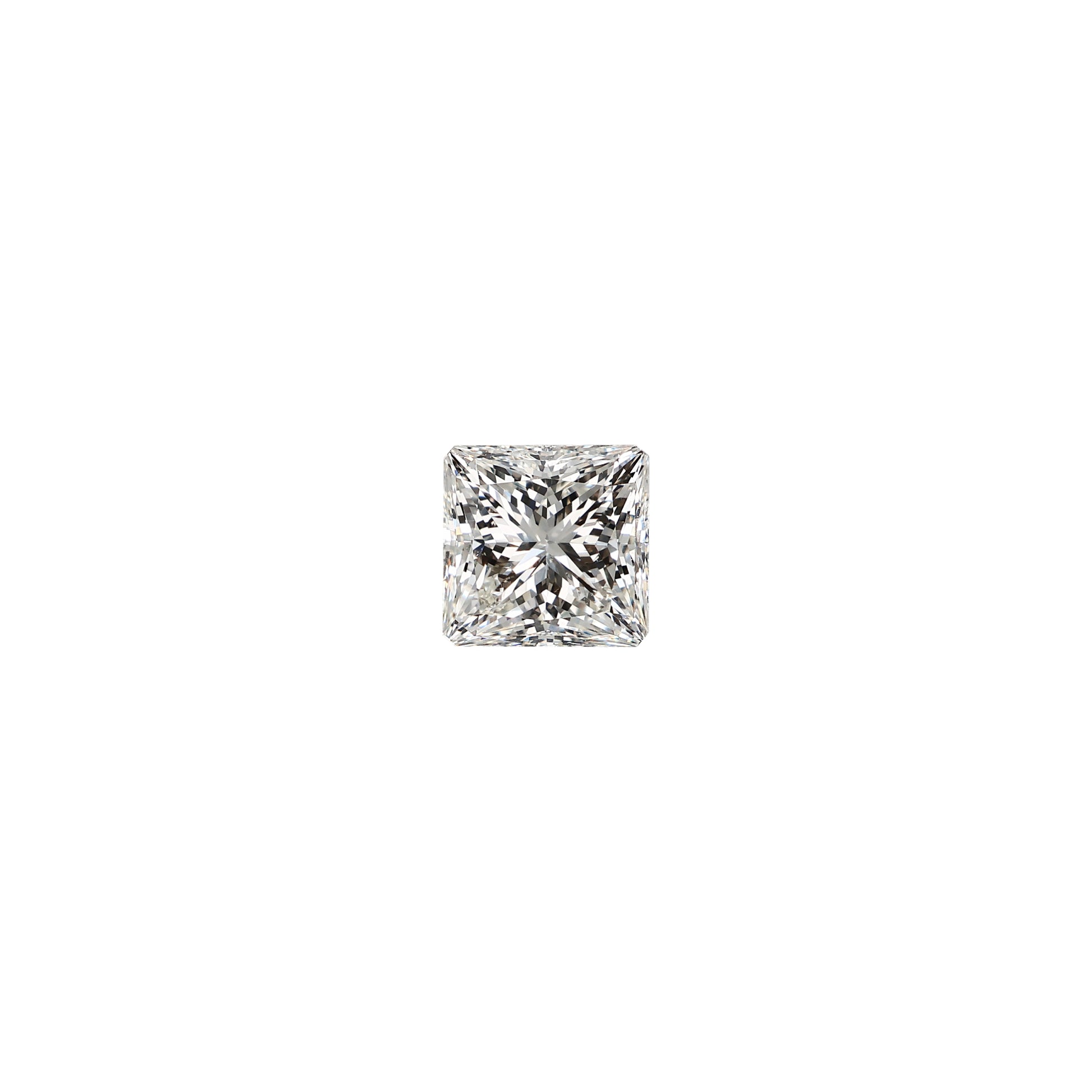 Princess 1.71 carat GCAL certified diamond graded JVS2 on a white background