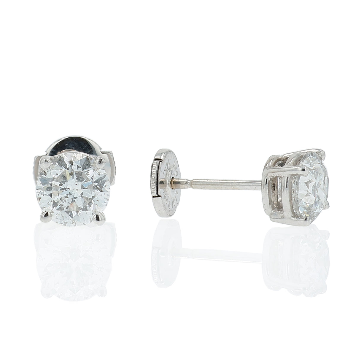 Estate 14k White Gold 2.00ct Diamond Stud Earrings