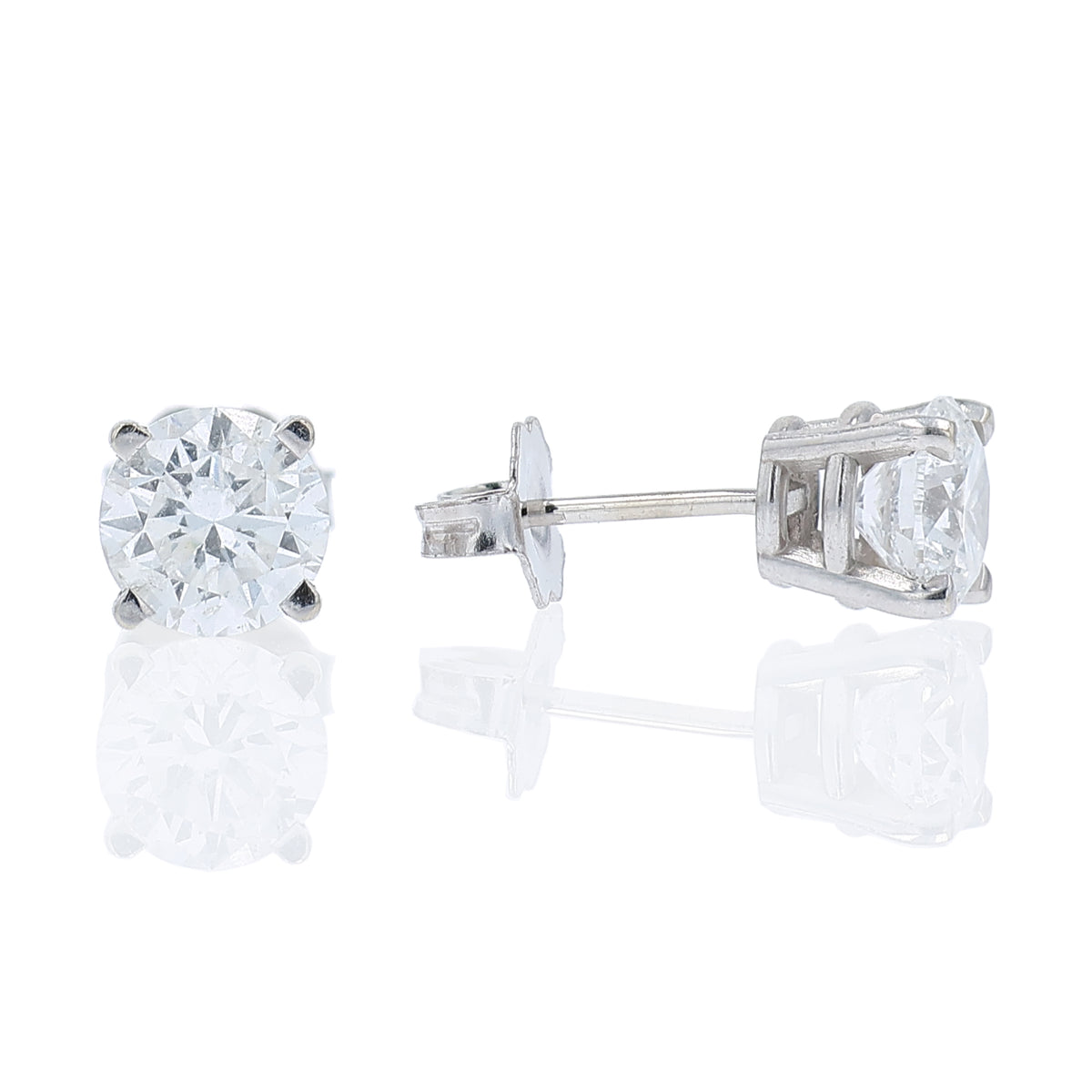 Estate 18k White Gold 2.00ct Diamond Stud Earrings