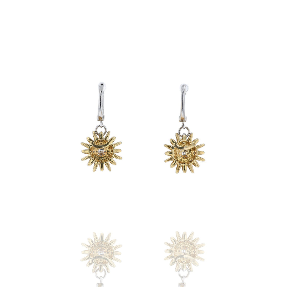 Estate David Yurman 18k Two-Tone and Diamond Starburst Dangle Earrings