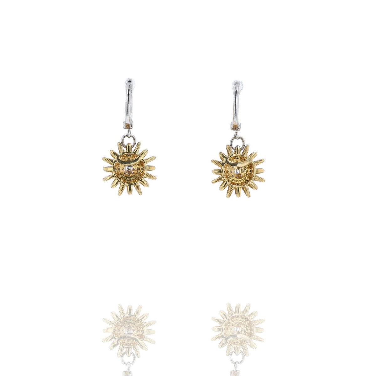 Estate David Yurman 18k Two-Tone and Diamond Starburst Dangle Earrings