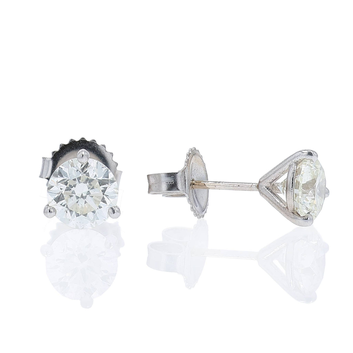 Estate 14k White Gold 2.03ct Diamond Stud Earrings