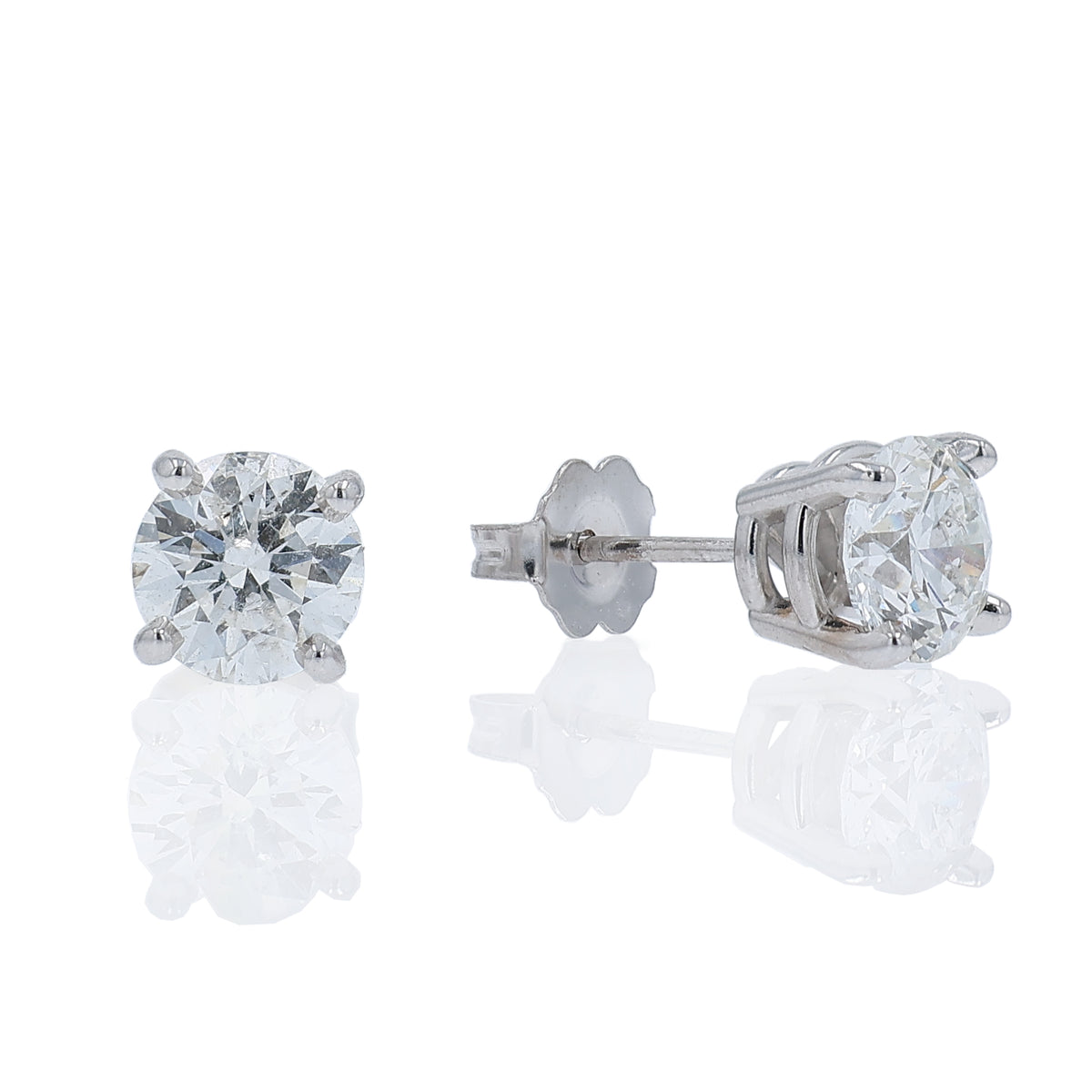 Estate 14k White Gold 2.01ct Diamond Stud Earrings