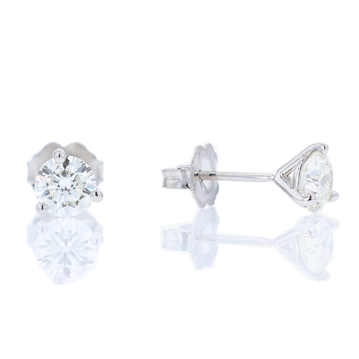 Estate 18k White Gold 1.00ct Diamond Stud Earrings