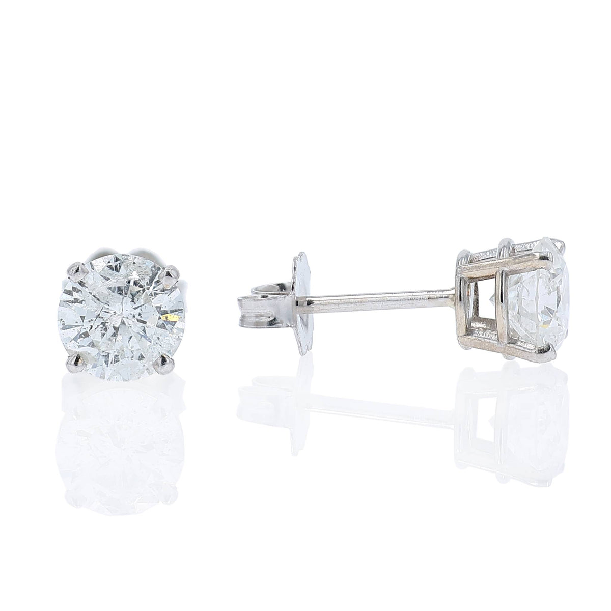 Estate 14k White Gold 2.00ct Diamond Stud Earrings