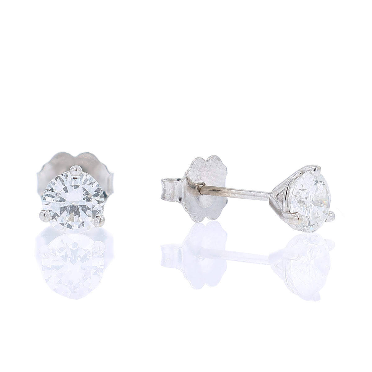 Estate 14k White Gold 0.83ct Diamond Stud Earrings