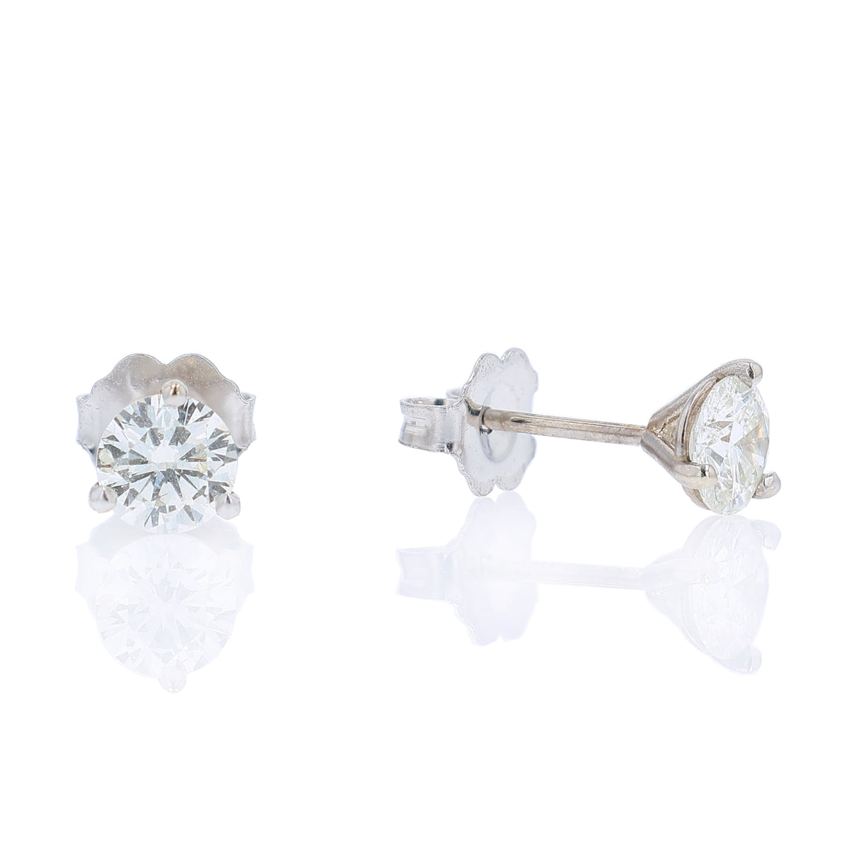 Estate 14k White Gold 0.87ct Diamond Stud Earrings