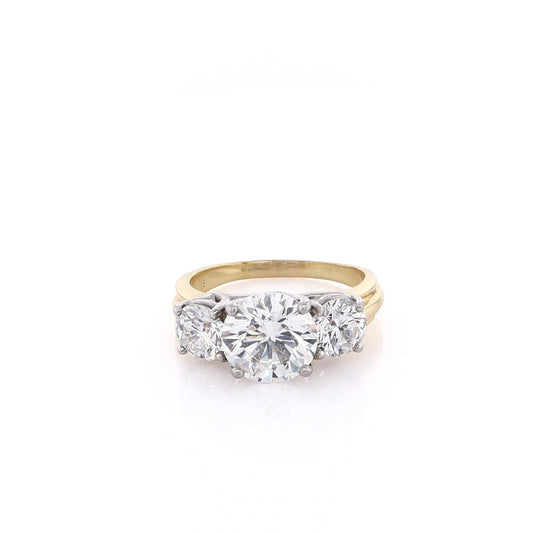 Estate Lazare 18 Karat Yellow Gold and Platinum Trellis Diamond Engagement Ring