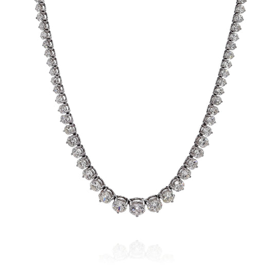 Estate 18k White Gold 17" Graduated Diamond Riviera Necklace