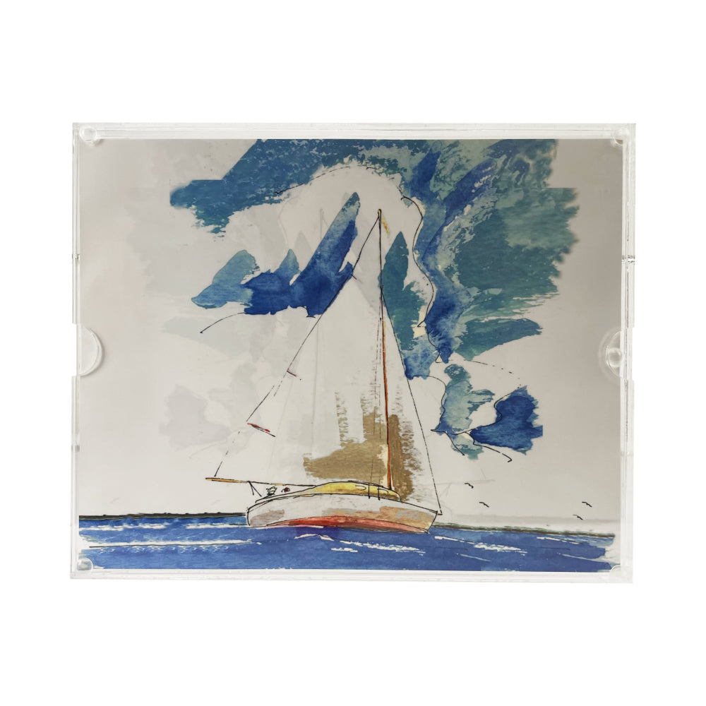 Marye-Kelley Sailboat Lucite Tray By Bill Kelley
